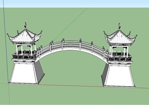 某古典中式景观跨虹长亭设计SU(草图大师)模型