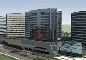 现代商务办公区建筑设计SU(草图大师)模型