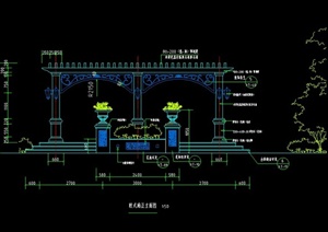 某欧式景观节点廊架设计CAD施工图