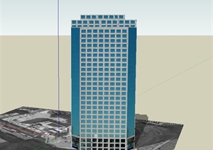 现代某高层商务酒店大楼建筑设计SU(草图大师)模型