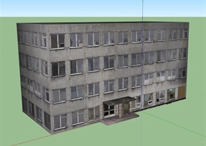 一栋废旧楼房建筑设计SU(草图大师)模型