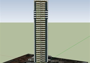 现代某独栋高层办公建筑设计SU(草图大师)模型