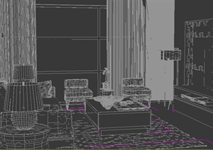 现代中式风格别墅客餐厅室内设计3dmax模型