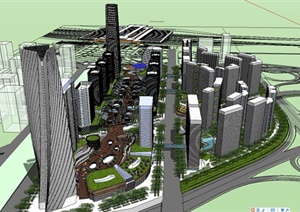 商业街建筑规划设计SU(草图大师)模型