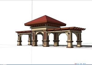 欧式风格廊架大门设计SU(草图大师)模型