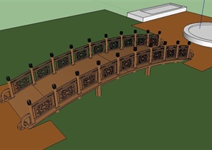 某古典中式木制拱桥设计SU(草图大师)模型