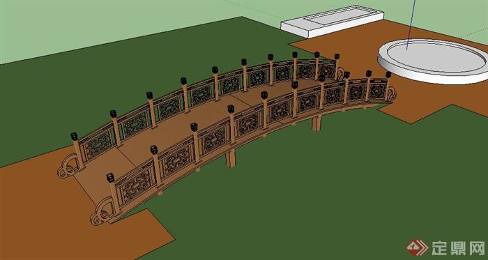 某古典中式木制拱桥设计SU模型(1)