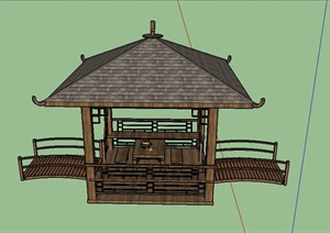 某古典中式四角景观亭设计SU(草图大师)模型