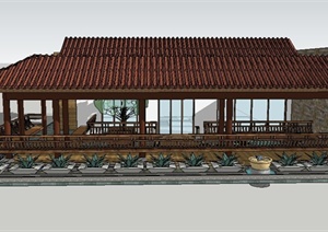 某住宅庭院景观廊架设计SU(草图大师)模型