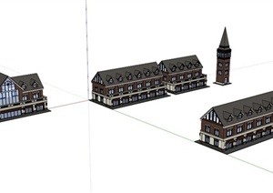 英式商业楼建筑设计SU(草图大师)模型