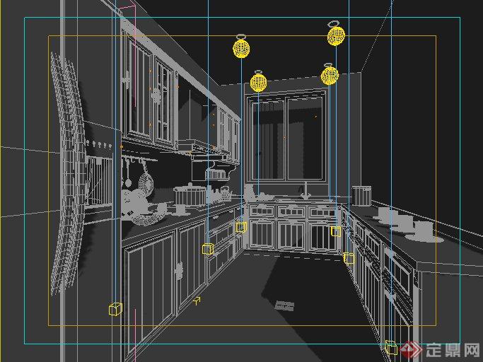 现代风格厨房室内装饰3dmax模型(1)