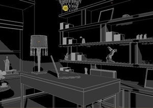 现代某住宅空间书房2装修设计3DMAX模型