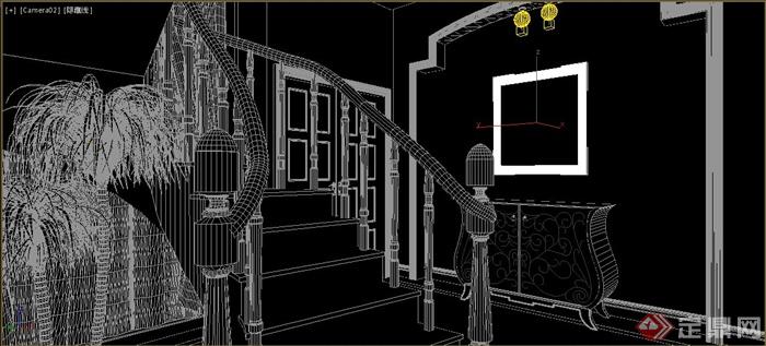 欧式复式客厅及餐厅室内设计3dmax模型(2)