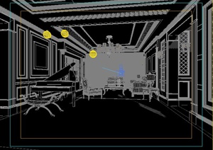 欧式风格住宅客厅及餐厅室内设计3dmax模型