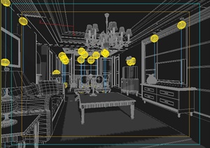 简欧风格住宅客厅及餐厅室内设计3dmax模型