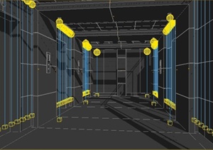 现代简约风格电梯间室内设计3dmax模型