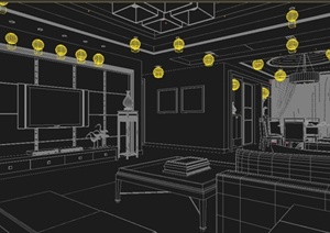 客餐厅装修设计MAX模型（带CAD）