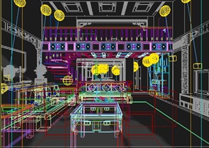 中式风格别墅客厅及餐厅室内设计3dmax模型
