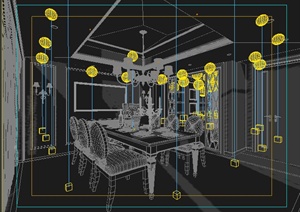 欧式风格某住宅餐厅室内设计3dmax模型