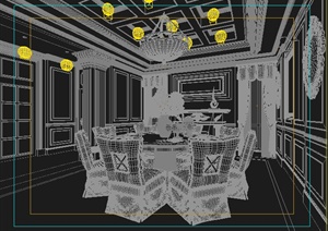 某欧式风格住宅餐厅室内装饰3DMAX模型