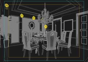欧式住宅空间客厅餐厅室内设计3dmax模型