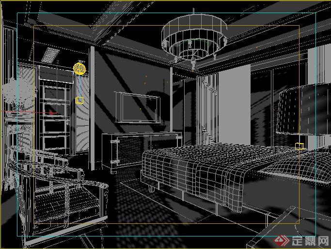 现代中式风格卧室室内装饰设计3dmax模型(2)