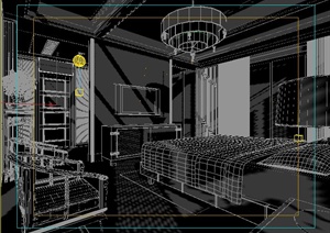 现代中式风格卧室室内装饰设计3dmax模型