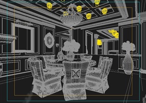 欧式风格复式餐厅及过道室内设计3dmax模型