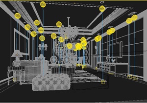 欧式风格别墅客厅及餐厅室内设计3dmax模型