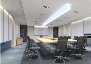 现代简约会议室室内设计方案（含效果图）