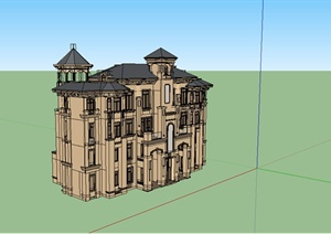 欧式多层别墅建筑设计SU(草图大师)模型