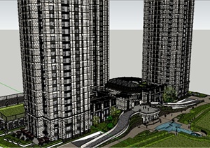 超高层办公楼建筑设计SU(草图大师)模型