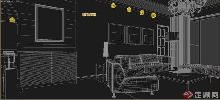 某两层住宅空间客厅装修方案设计3DMAX模型(4)