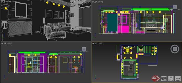 某两层住宅空间客厅装修方案设计3DMAX模型(5)