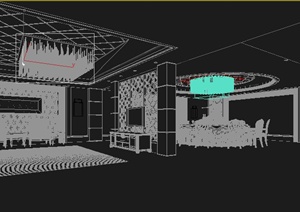 现代商业餐厅包房室内设计3dmax模型