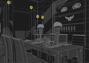 某住宅空间室内客餐厅设计3DMAX模型