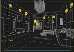 现代家装客厅、餐厅室内设计3dmax模型