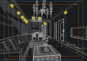 简欧风格住宅客厅餐厅室内设计3dmax模型
