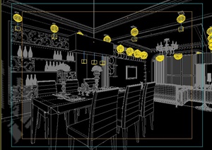 现代风格家装客厅餐厅室内设计3dmax模型