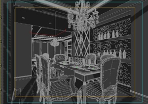 欧式风格茶室、餐厅、客厅室内设计3dmax模型
