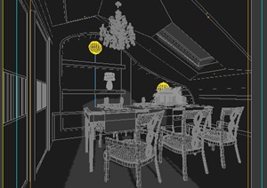 欧式阁楼餐厅室内装饰设计3dmax模型