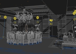 某中式餐厅包厢装饰设计MAX模型