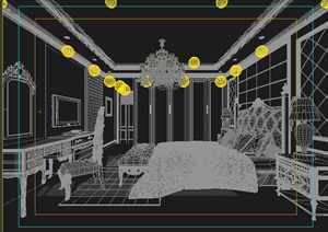 欧式风格某家装卧室室内装饰3dmax模型