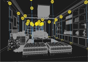 某住宅简约客餐厅室内装饰3dmax模型