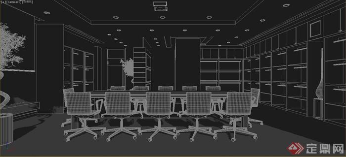 现代某办公空间会议室设计3DMAX模型(1)