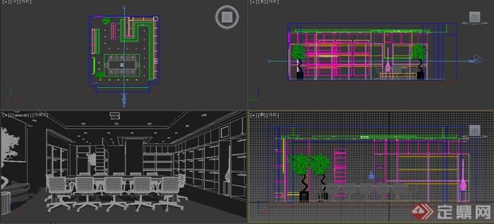 现代某办公空间会议室设计3DMAX模型(2)