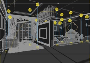 混搭风格住宅卧室室内设计3dmax模型