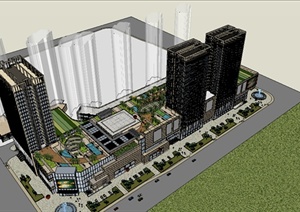 高层商业办公楼建筑设计SU(草图大师)模型