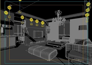 住宅空间客厅、餐厅室内设计3dmax模型