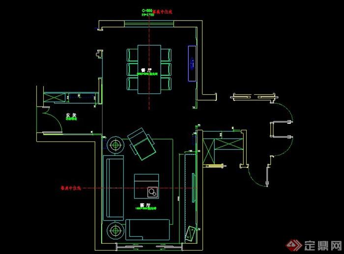 客餐厅装修设计MAX模型（带CAD方案图）(3)